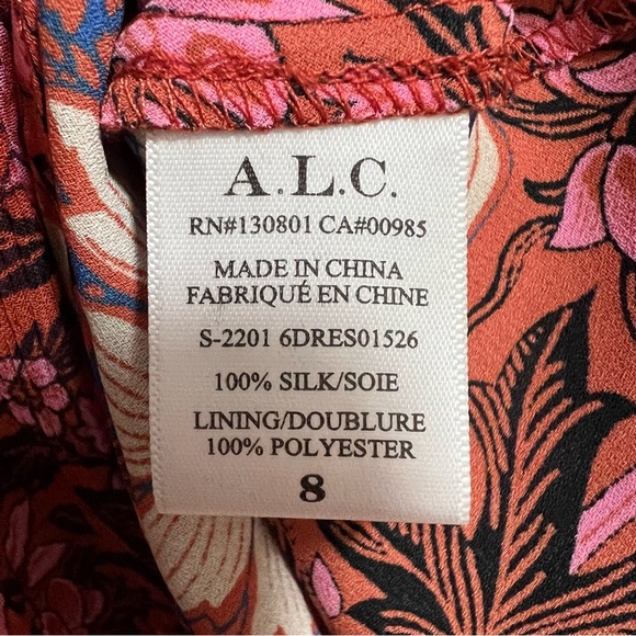 NEW NWT A.L.C. Elise Long Sleeve Silk Mini Dress In Pink & Russet Print - Picture 12 of 12